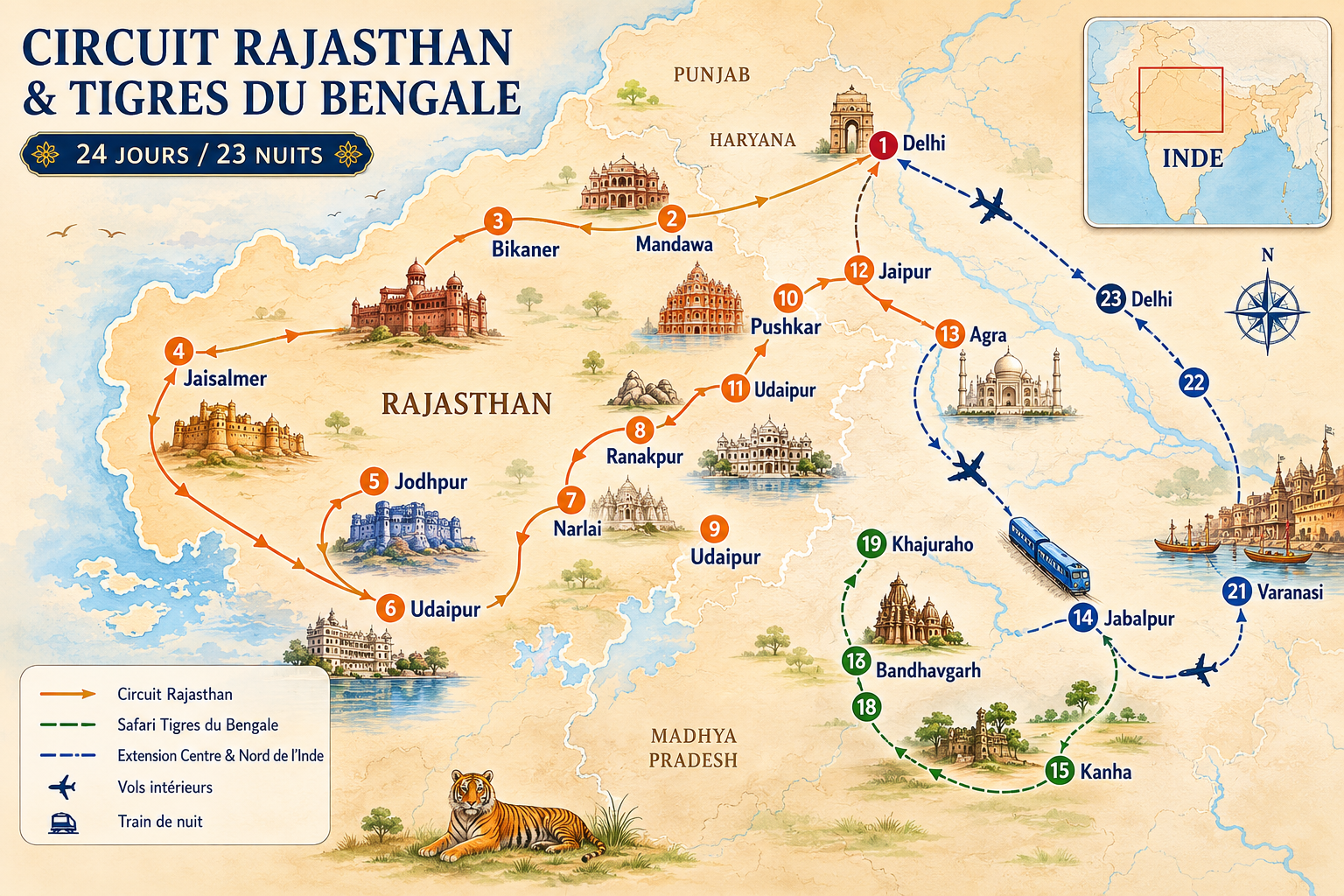 Circuit Rajasthan & Tigres du Bengale