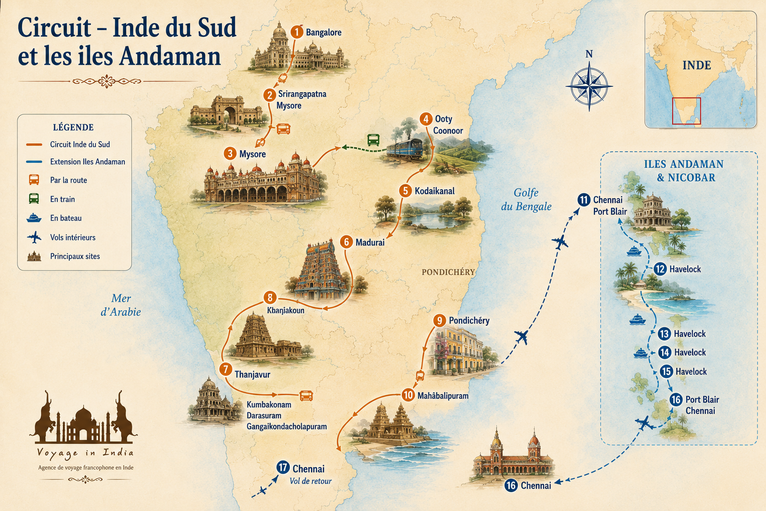 Circuit – Inde du Sud et les iles Andaman Circuit – Inde du Sud et les iles Andaman