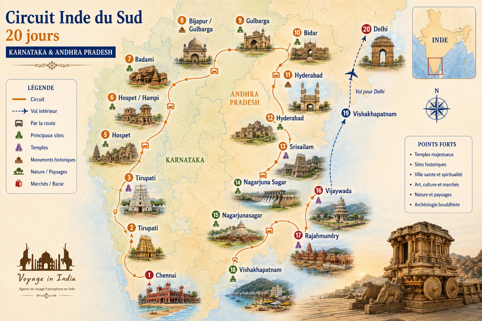 Circuit Inde du Sud 20 jours | Karnataka & Andhra Pradesh