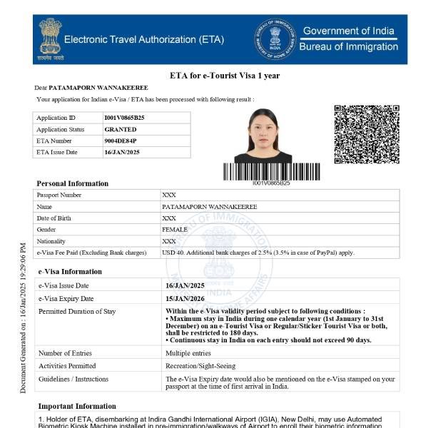 E Visa indien